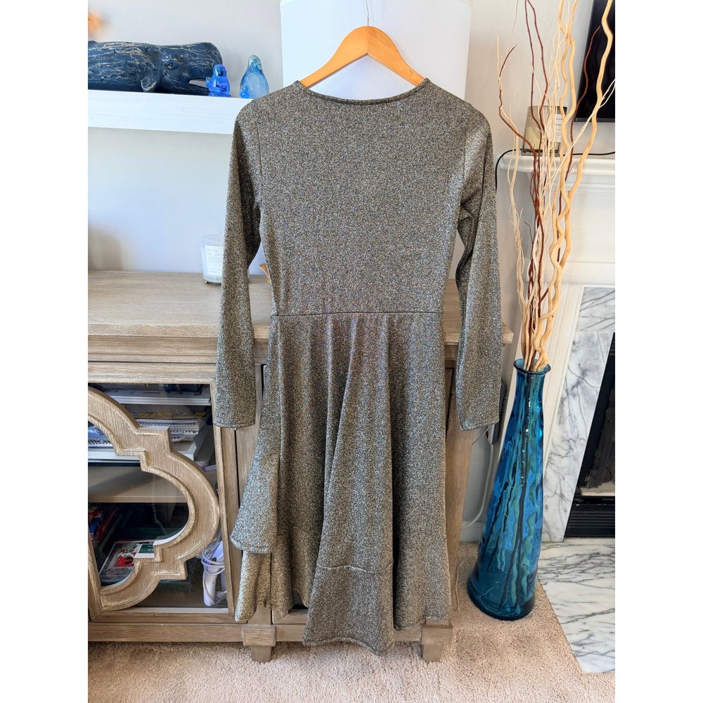 JUST Female Metallic Gold Tiered High Low Dress Womens XS - Picture 4 of 7